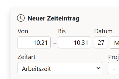 Online Zeiterfassung: Zeiteintrag erzugen