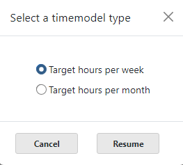 Select working time model type