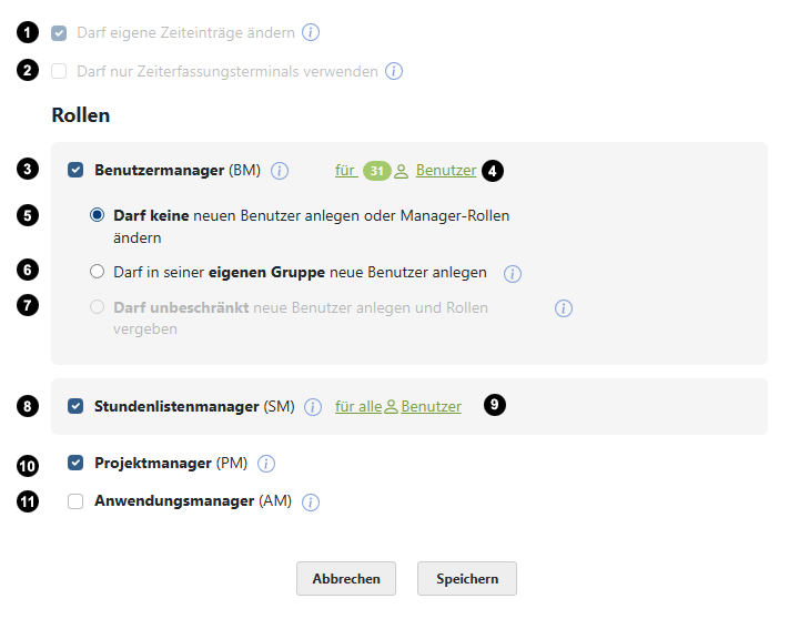 Arbeitszeiterfassung Berechtigungen und die verschiedenen Benutzerrollen