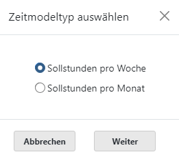 Arbeitszeitmodelltyp auswählen